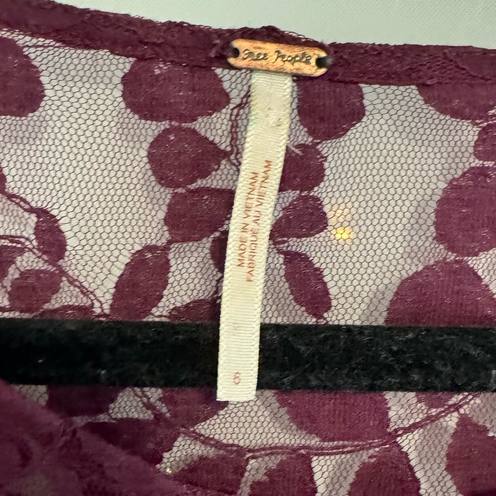 Free people dress maroon burgundy dress lace dress red plum fall SMALL - Picture 3 of 5